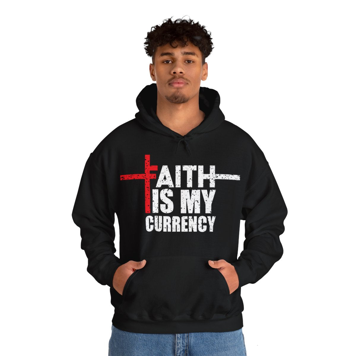 'Lax Apparels Faith Is My Currency Faith-Based Motivational Hoodie, Unisex, Black Sweatshirt