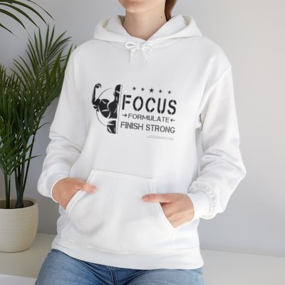 'Lax Apparels Focus. Formulate. Finish Strong Unisex, White Sweatshirt