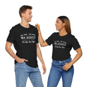 'Lax Apparels Rise. Grind. Hustle Motivational T-Shirt, Unisex, Black Graphic Tee