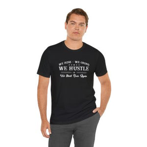 'Lax Apparels Rise. Grind. Hustle Motivational T-Shirt, Unisex, Black Graphic Tee
