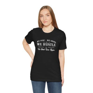 'Lax Apparels Rise. Grind. Hustle Motivational T-Shirt, Unisex, Black Graphic Tee