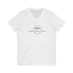 Mr. CEO Unisex White V-Neck Tee